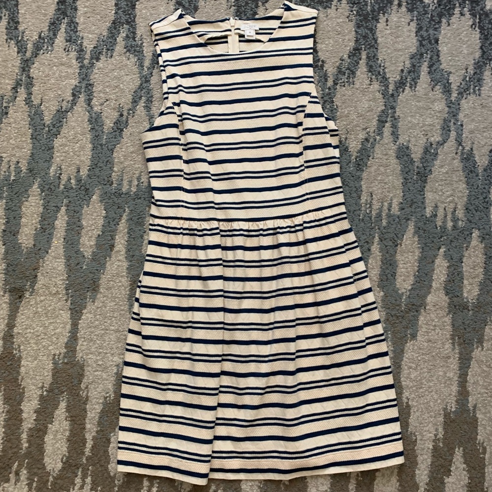 J Crew Cream and Navy Striped Dress